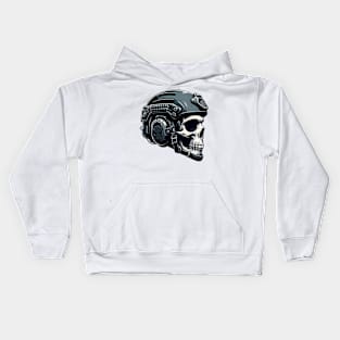 Tactical Skull Dominance Tee: Where Strength Meets Edgy Elegance Kids Hoodie